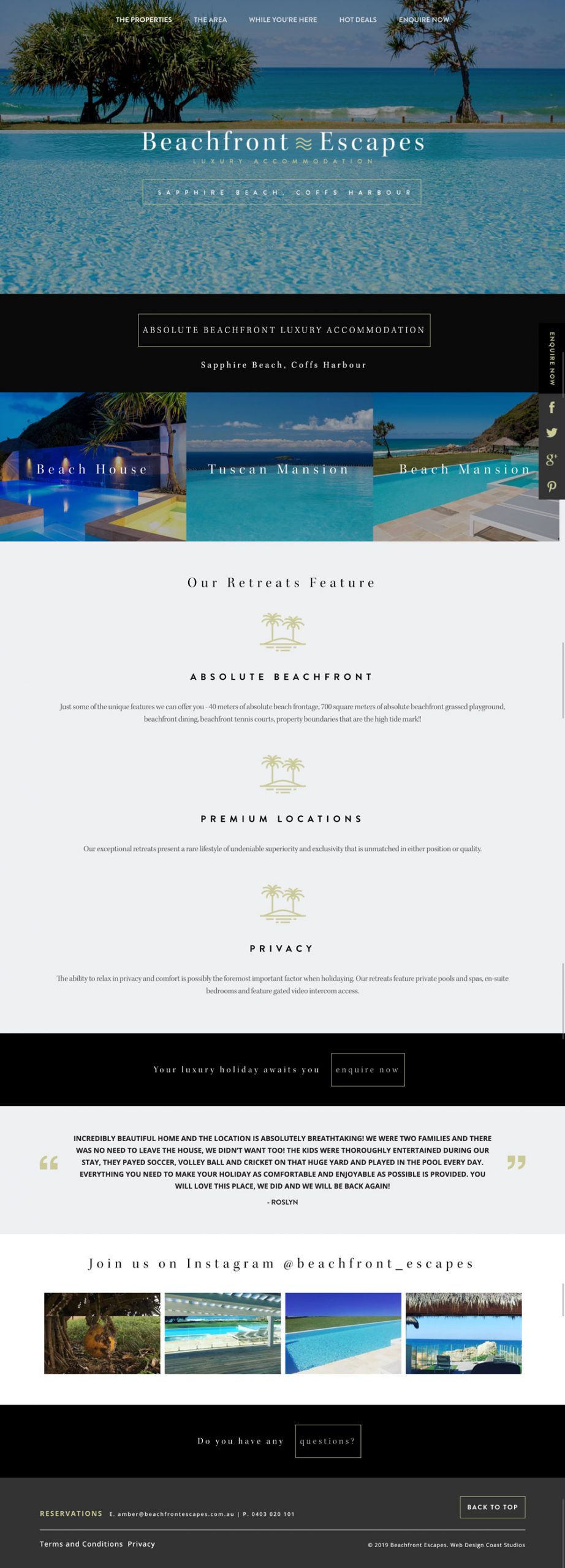Website Design & Development for Beachfront Escapes