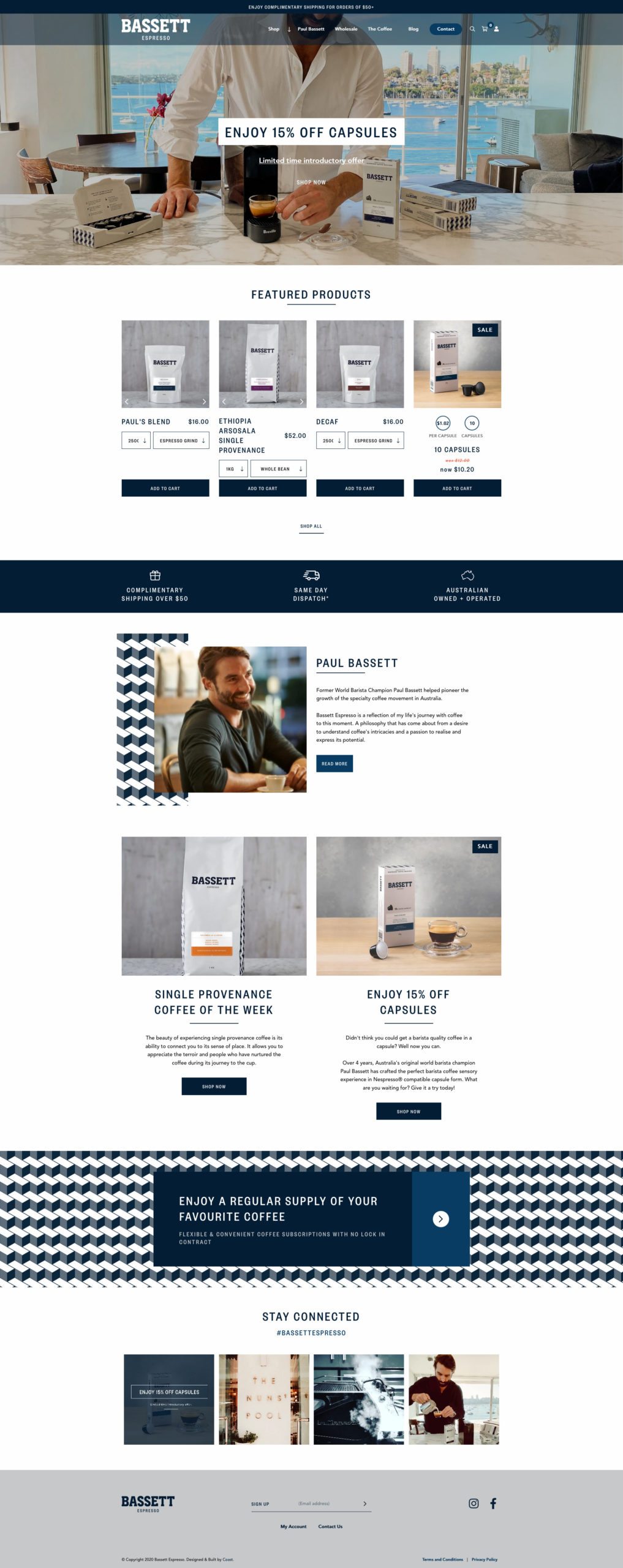 Website Design & Development for eCommerce Website for Bassett Espresso