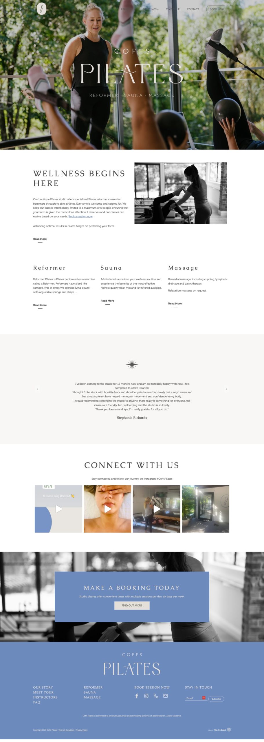 Website Design & Development for Coffs Pilates exciting new rebrand, website and booking system!