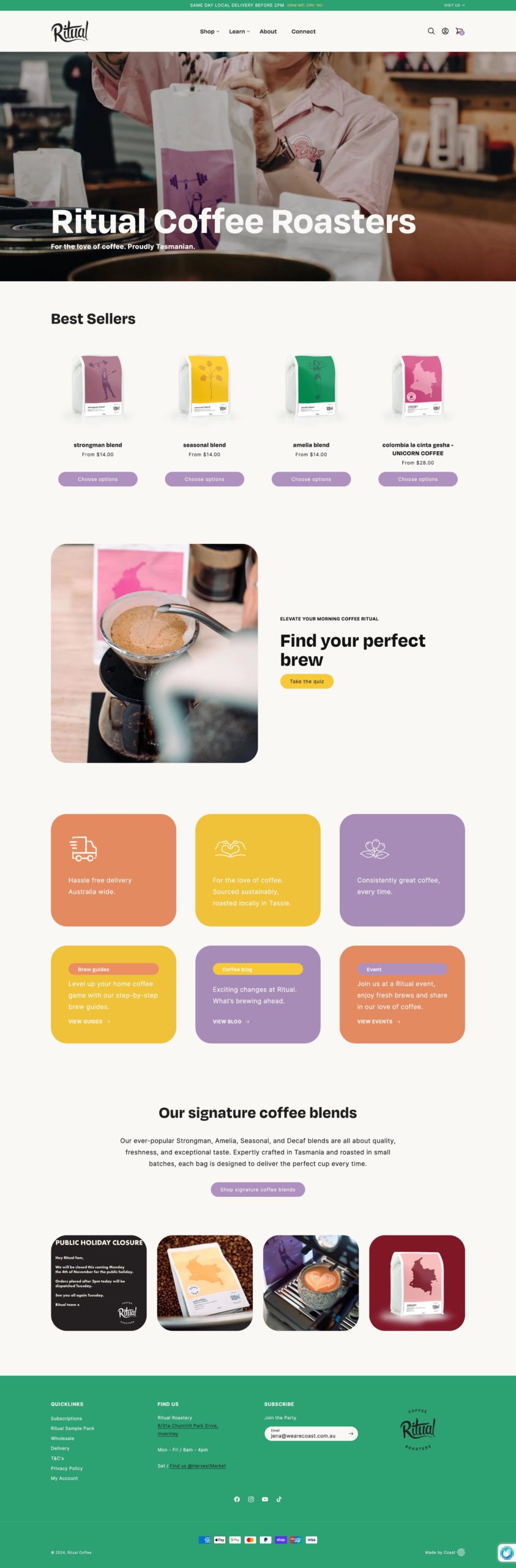 Website Design & Development for Ritual Coffee Roasters